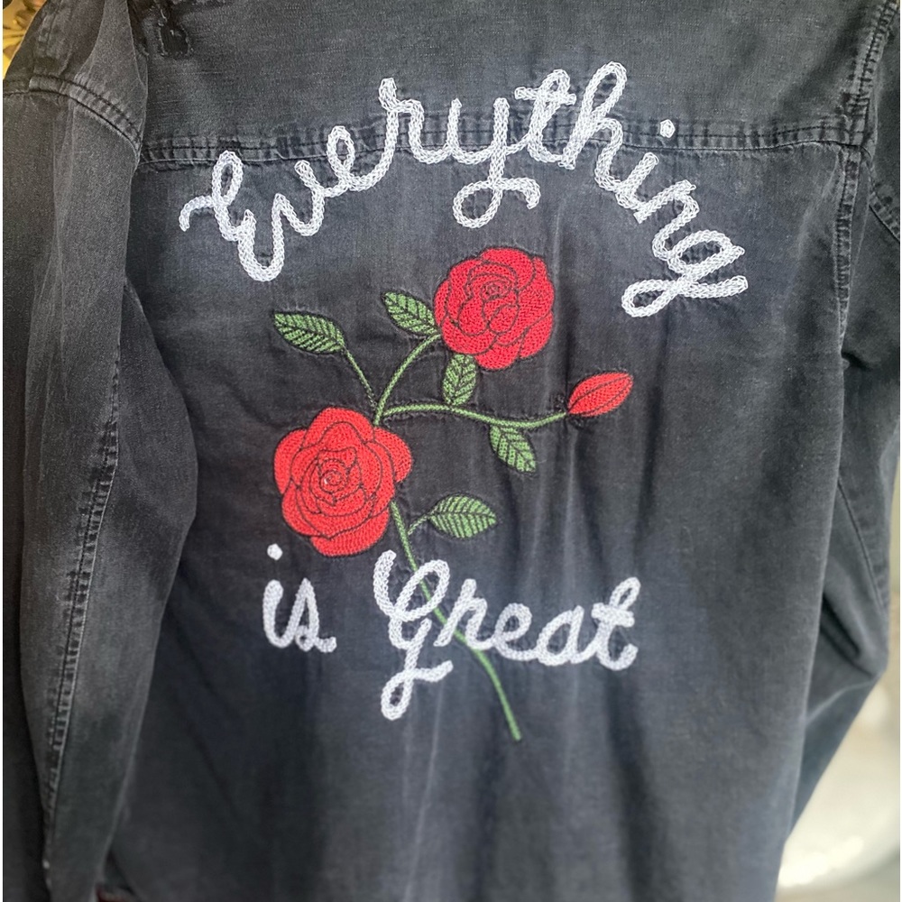 American Eagle Everything is Great Embroidered Denim Shirt